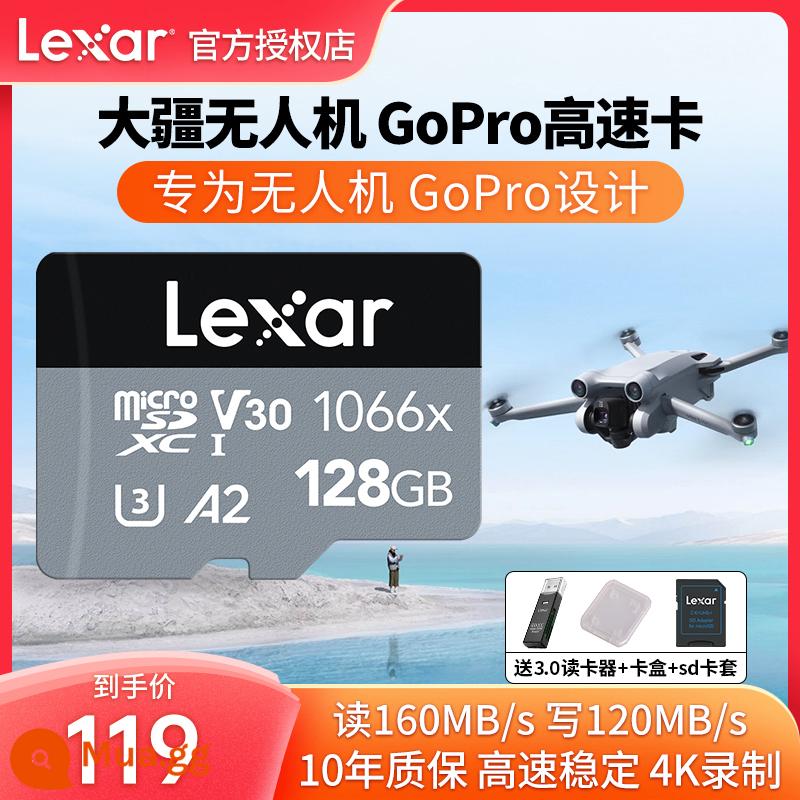 Thẻ nhớ Lexar 512g 1tb thẻ tf 128g256G DJI drone Camera hành động GoPro 1066x - 128G 1066X đi kèm đầu đọc thẻ 3.0 + hộp đựng thẻ + ngăn đựng thẻ