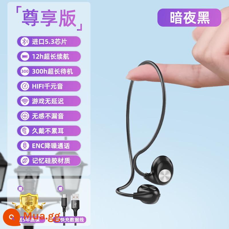 Tai nghe bluetooth dẫn xương thể thao không in-ear không dây móc tai âm thanh chất lượng cao đeo lâu không đau tai chạy pin siêu lâu - Đêm đen [Giảm tiếng ồn cuộc gọi + Đeo không đau + Sạc Type-C]