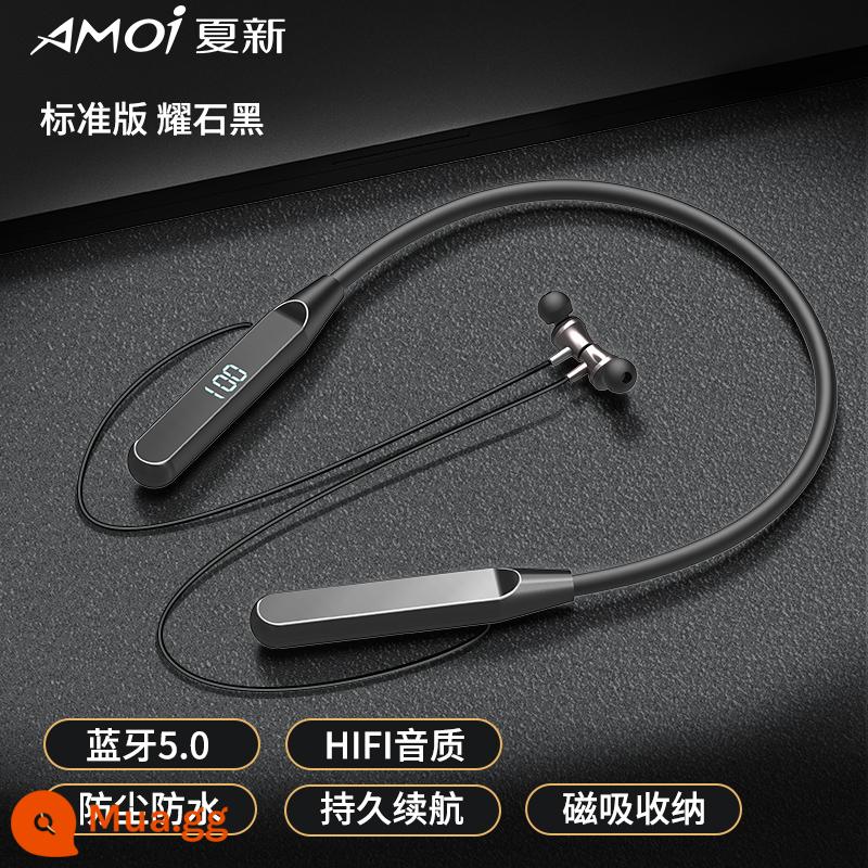 Tai nghe bluetooth không dây thực sự Amoi C6 kiểu đeo trong tai và đeo cổ 2021 kiểu thể thao mới chạy điên cuồng không thể thoát khỏi thời lượng pin siêu dài pin lớn mẫu nam và nữ giảm tiếng ồn chất lượng cao - Màu đen tiêu chuẩn [màn hình kỹ thuật số thông minh + âm thanh nổi + Bluetooth 5.0]