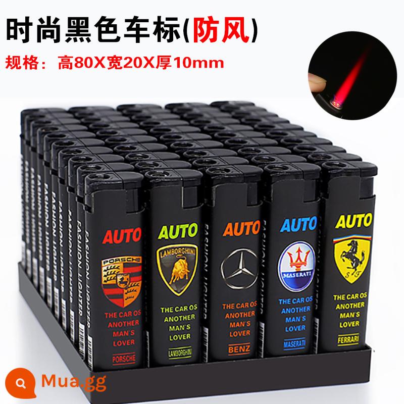 [Nguồn xưởng sản xuất] 50 cái bật lửa hộ gia đình chống cháy nổ dùng một lần Mingnan Pu cửa hàng tiện lợi siêu thị miễn phí vận chuyển - Logo xe màu đen [ngọn lửa đỏ chống gió]