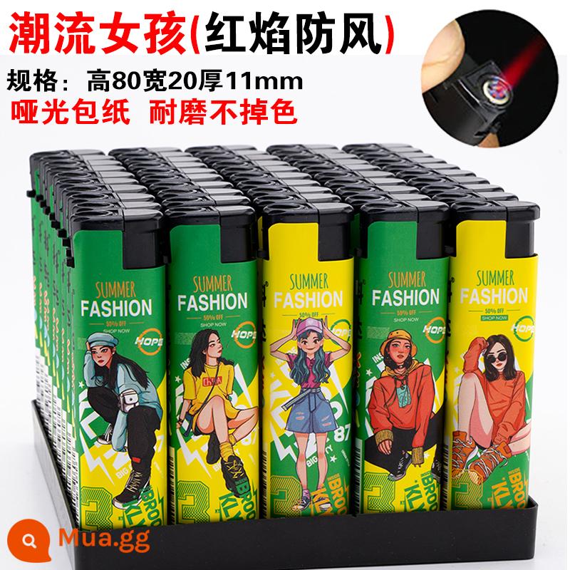 [Nguồn xưởng sản xuất] 50 cái bật lửa hộ gia đình chống cháy nổ dùng một lần Mingnan Pu cửa hàng tiện lợi siêu thị miễn phí vận chuyển - Những cô gái thời thượng [Ngọn lửa đỏ chống gió]