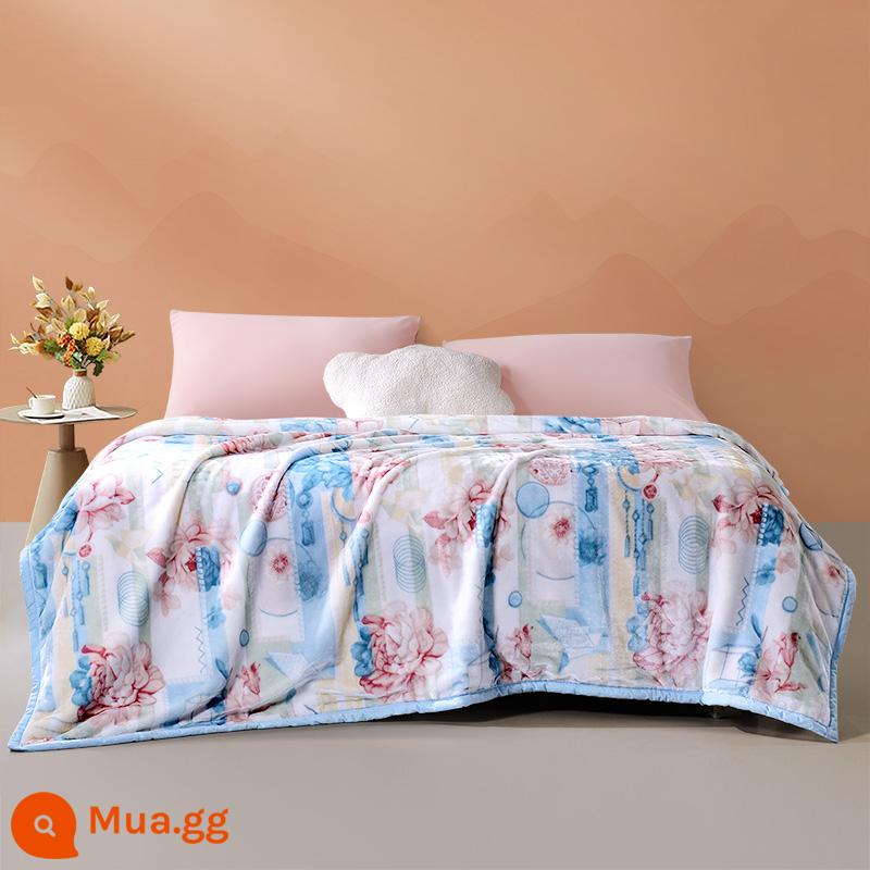 Mùa đông của Fuanna làm dày tấm chăn ấm đôi -Layer Tăng chăn Lasher Shurou Bed Velvet Giường có chăn với chăn - Chăn bông hai lớp [khoảng 5 pound] hình hoa