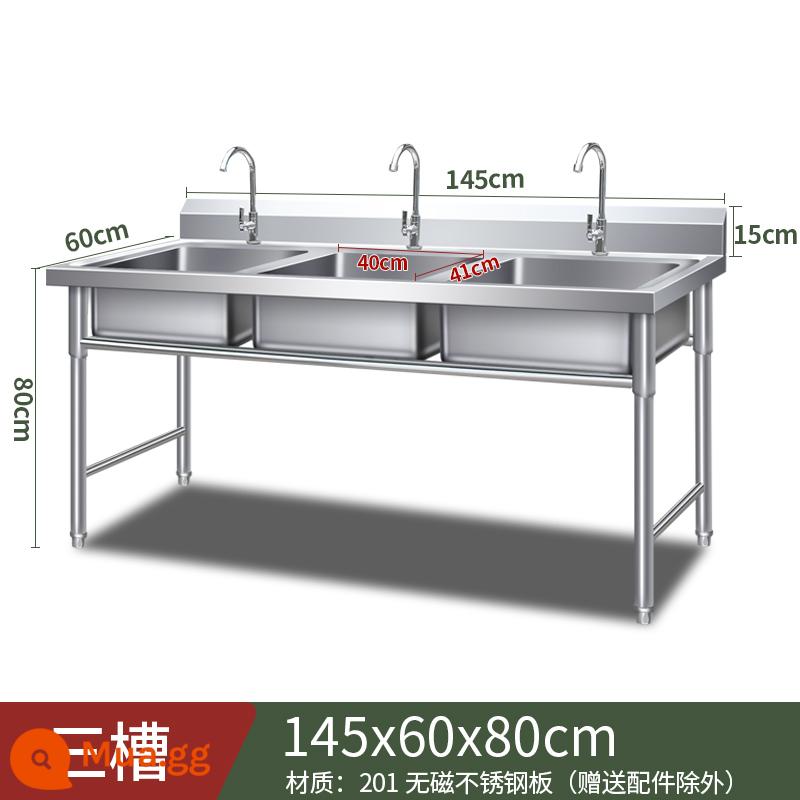 Miễn phí vận chuyển thương mại bồn rửa inox đơn đôi ba chậu rửa rau rửa bát khử trùng hồ bơi căng tin nhà bếp nhà - Miike: 145X60X80cm: độ dày 1.0