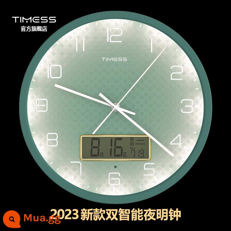 Đồng Hồ Dạ Quang Đồng Hồ Treo Tường Phòng Khách Thời Trang Gia Đình 2022 Mới Lưới Đỏ Treo Tường Đồng Hồ Thạch Anh Im Lặng Đồng Hồ - Màu xanh lá cây [Mẫu lịch] [Cảm biến ánh sáng được điều khiển bằng giọng nói]