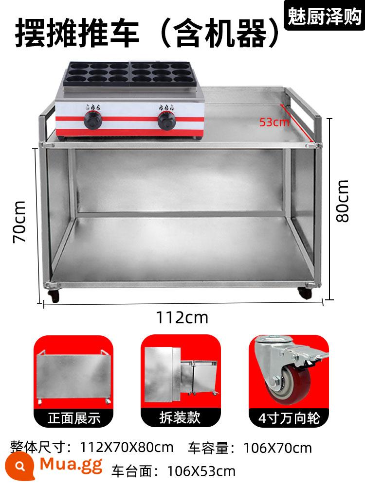 Charm Kitchen Egg Egg Burger Machine Gian hàng gas thương mại Chảo chống dính Thịt 18 lỗ Máy Fort trứng Bánh bếp Máy làm bánh đậu đỏ - Gói gian hàng: xe đẩy/không biển hiệu + máy làm burger trứng 18 lỗ gas/quà tặng