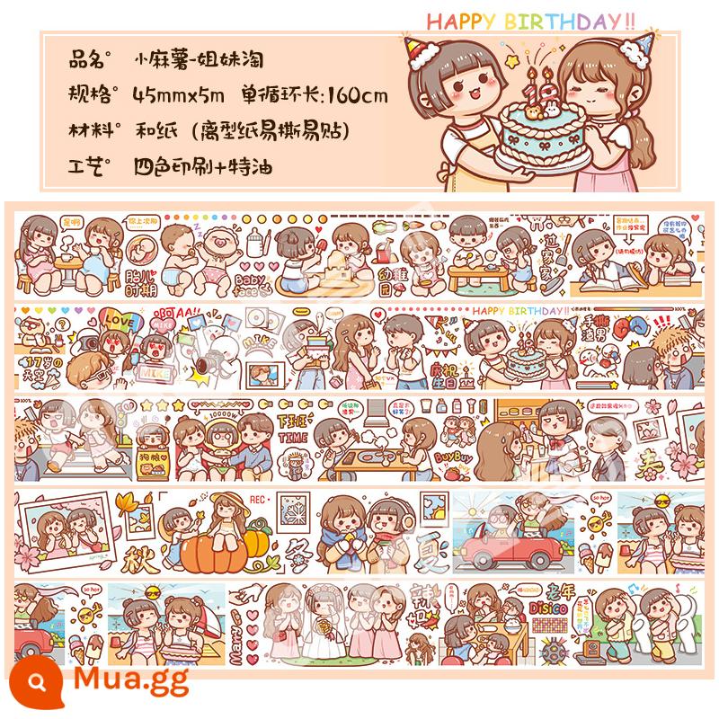 Little Mochi Tape Pocket Book Chất liệu mới Con gái của biển Cả cuộn Sticker Cô gái mùa thu và mùa đông Dòng truyện cổ tích có giới hạn - Chị em mua sắm