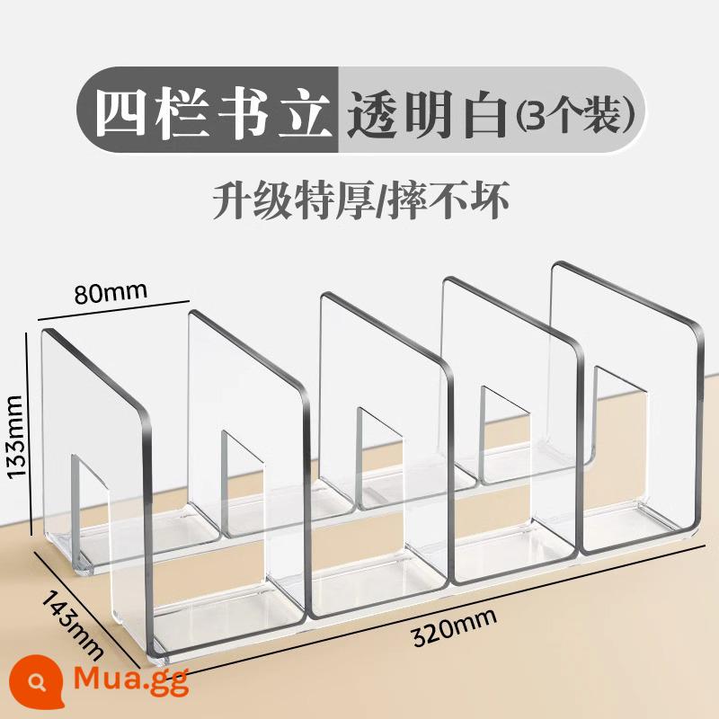 Giá đỡ sách đọc sách giá kẹp sách thiết bị bảng giá sách máy tính để bàn cố định sách lưu trữ bộ chia hiện vật bàn đứng bàn bàn lưu trữ sinh viên với kệ acrylic trong suốt giá treo sách thiết bị kẹp sách - [Đã nâng cấp thêm dày/không thể phá vỡ] Bốn cột - trong suốt - 3 miếng