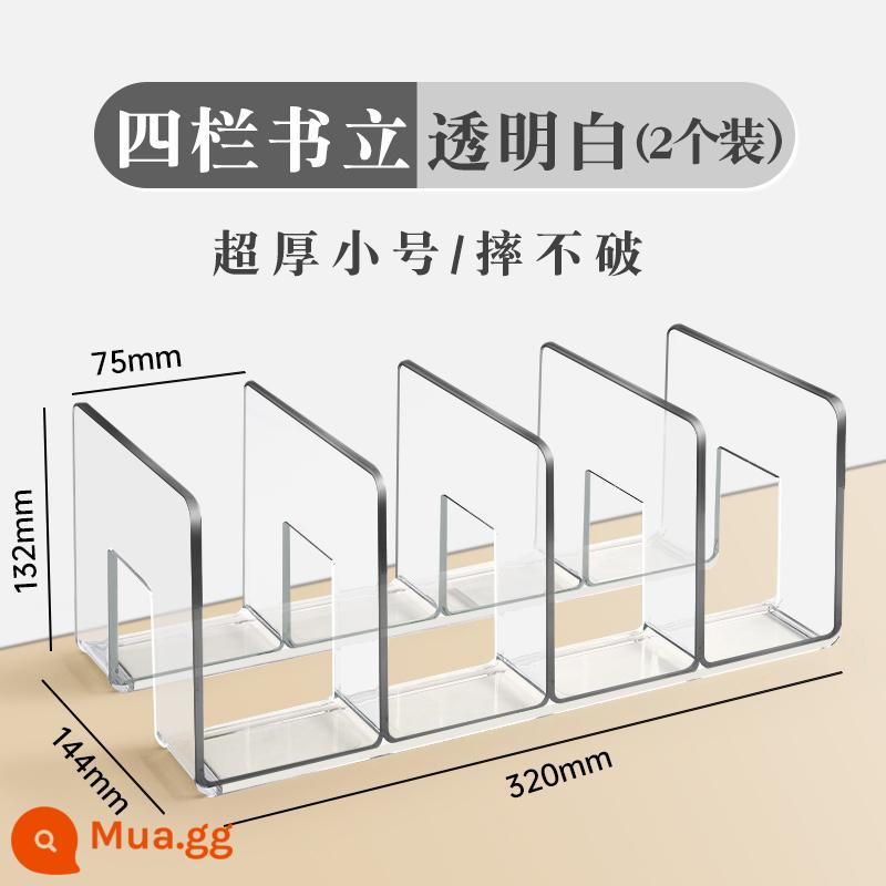 Giá đỡ sách đọc sách giá kẹp sách thiết bị bảng giá sách máy tính để bàn cố định sách lưu trữ bộ chia hiện vật bàn đứng bàn bàn lưu trữ sinh viên với kệ acrylic trong suốt giá treo sách thiết bị kẹp sách - [Dày cỡ nhỏ/không thể phá vỡ] Bốn cột - trong suốt - 2 miếng