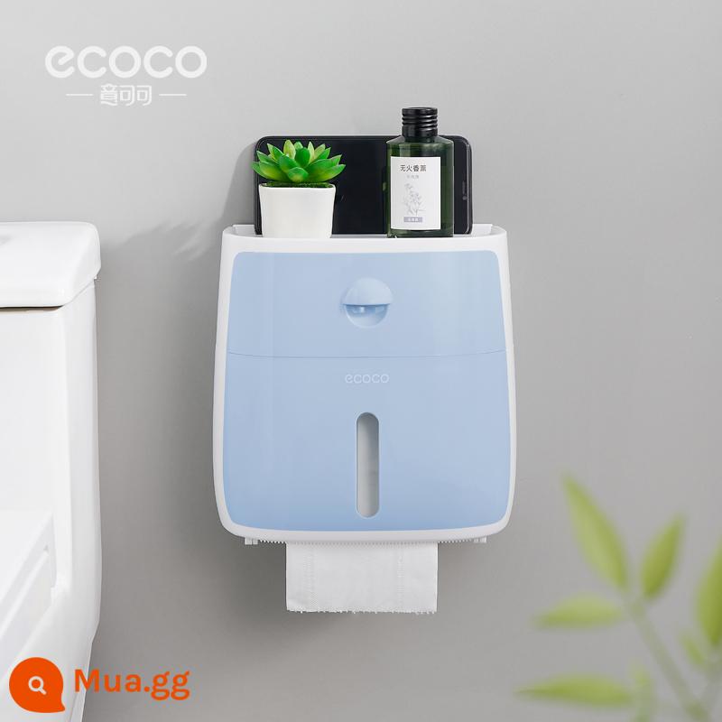 Hộp đựng khăn giấy phòng trang điểm toilet đựng giấy vệ sinh Giá đựng giấy vệ sinh hộp đựng giấy vệ sinh treo tường ống cuộn giấy vệ sinh chống thấm nước - Hai lớp-màu xanh Bắc Âu