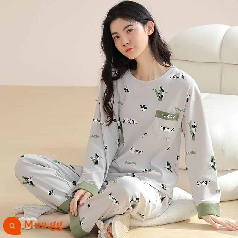 Langsha Bộ Đồ Ngủ Nữ Thu Đông 2023 Mới Nguyên Chất Cotton Dài Tay Mỏng Dễ Thương Sinh Viên Hoạt Hình Nhà Bộ Quần Áo MP - 09M9907