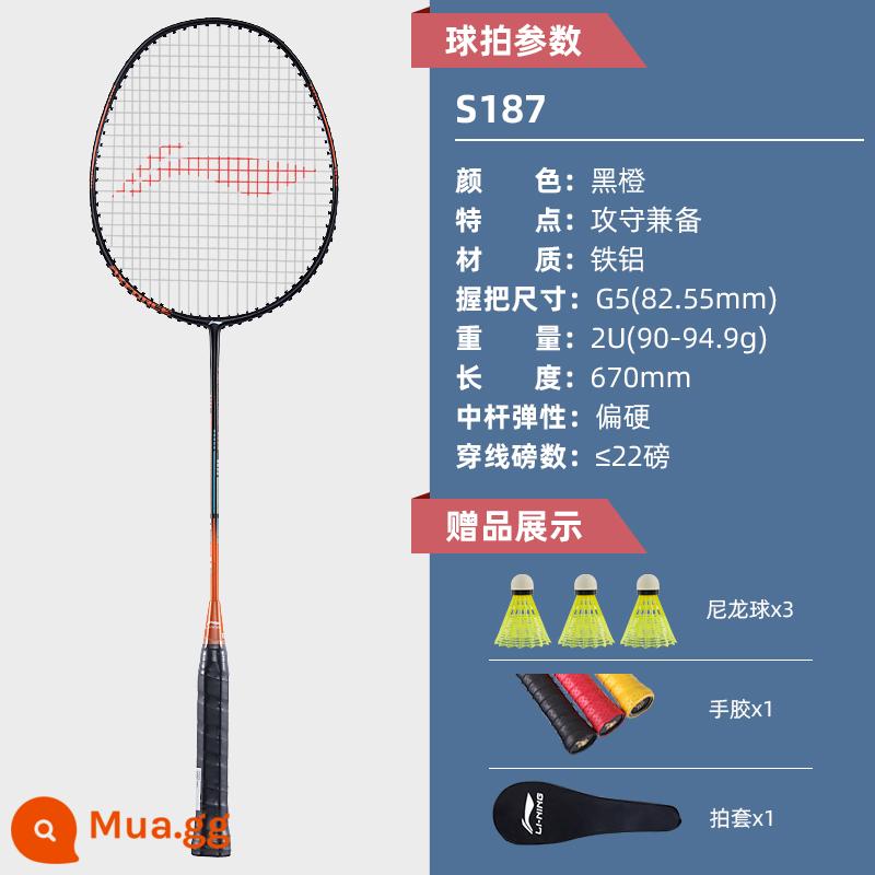 Vợt cầu lông Li Ning chính hãng đánh đôi full carbon siêu nhẹ vợt cầu lông chuyên nghiệp đơn nữ vợt loại bền - Đơn: Li Ning Thunder 8 Đen Cam Khuyến nghị nhẹ và bền [tặng 3 quả bóng nylon + keo dán tay chống trượt * 1]