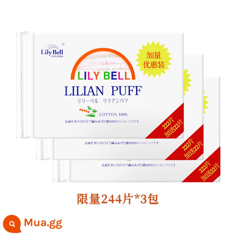 LilyBell Lily Bell 222 miếng bông tẩy trang cotton tinh khiết tiết kiệm nước làm sạch mặt nén ướt đặc biệt dành cho phụ nữ - 222+22 miếng (3 gói)