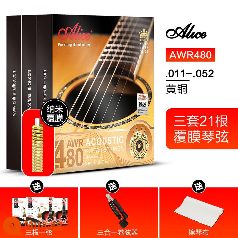 [Ba bộ] Dây đàn guitar dân gian Alice AW436 432 phụ kiện dây đàn guitar gỗ dây đen bộ 6 - Bộ 3 Máy Cán AWR480 + Quà Tặng