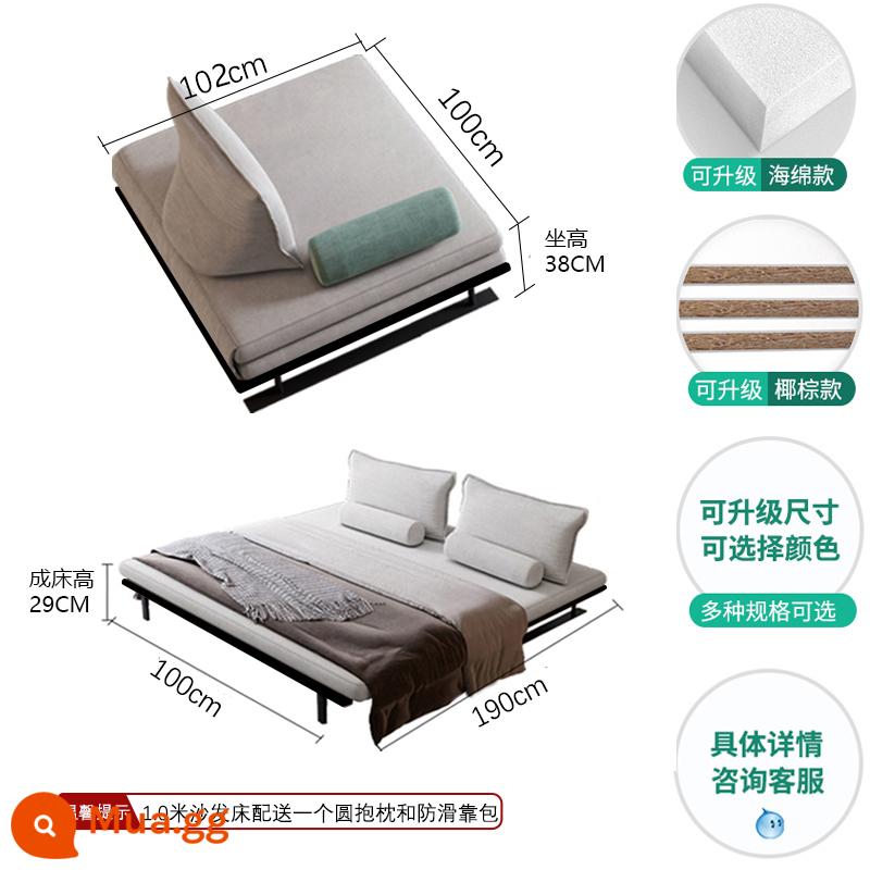 Bed Bed Phòng khách Bắc Âu đa chức năng có thể được gập lại, có thể lấy lại, thiết kế căn hộ nhỏ bằng kép - 1 mét + đệm cao su thiên nhiên + cotton và vải lanh