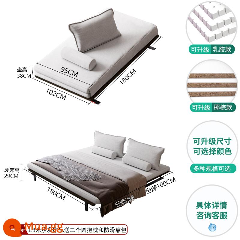 Bed Bed Phòng khách Bắc Âu đa chức năng có thể được gập lại, có thể lấy lại, thiết kế căn hộ nhỏ bằng kép - 1,8 mét + đệm xốp mật độ cao + cotton và vải lanh