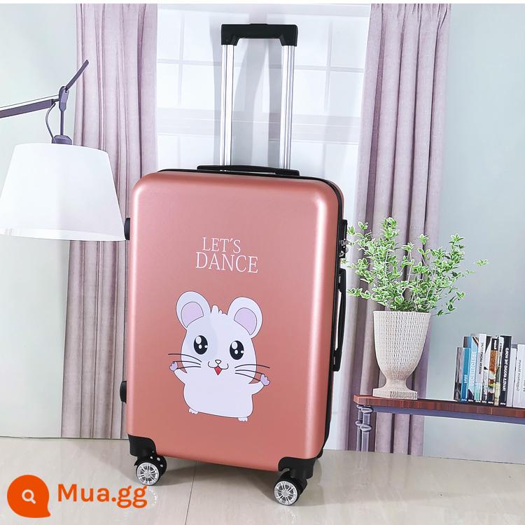 Xu hướng thời trang lưới đỏ mật khẩu du lịch xe đẩy vali nhẹ nam và nữ 20 trẻ em 22 học sinh Bánh xe phổ thông 24 inch - chuột vàng hồng dễ thương