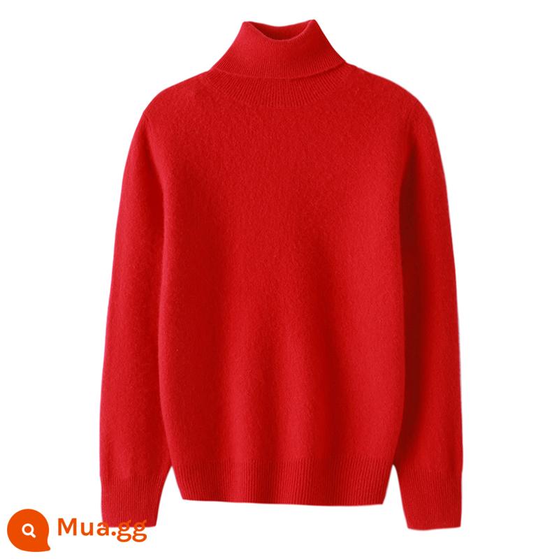 Ordos trẻ em áo len cashmere nửa cao cổ bé gái áo thun áo len bé trai đáy áo len bé cardigan dày - Cổ phiếu đơn ----- ve áo cao màu đỏ Trung Quốc