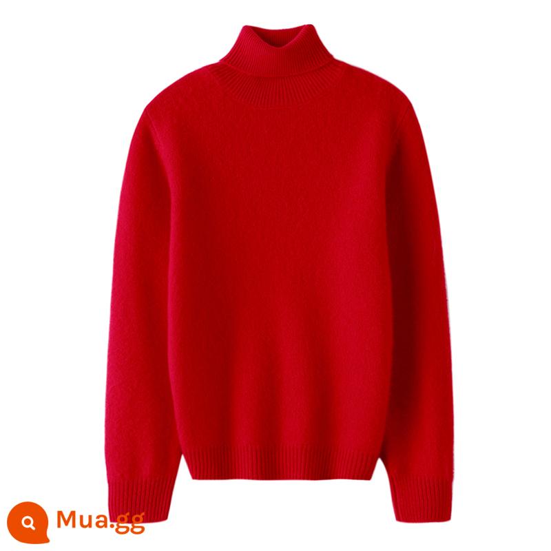 Ordos trẻ em áo len cashmere nửa cao cổ bé gái áo thun áo len bé trai đáy áo len bé cardigan dày - Dày gấp đôi ----- ve áo cao màu đỏ Trung Quốc