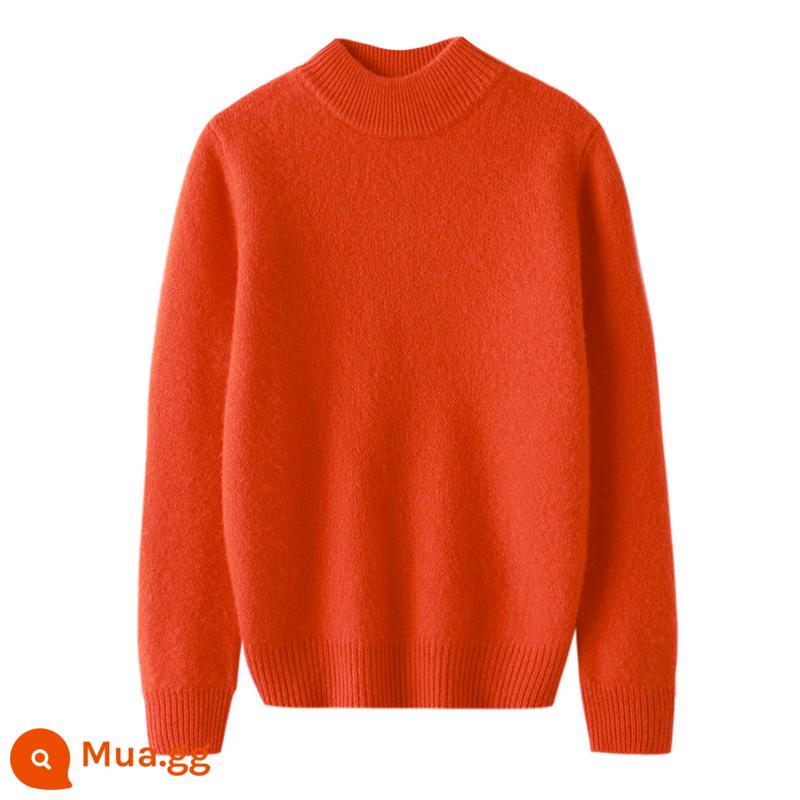 Ordos trẻ em áo len cashmere nửa cao cổ bé gái áo thun áo len bé trai đáy áo len bé cardigan dày - Dày gấp đôi ----- nửa chiều cao màu cam rực rỡ