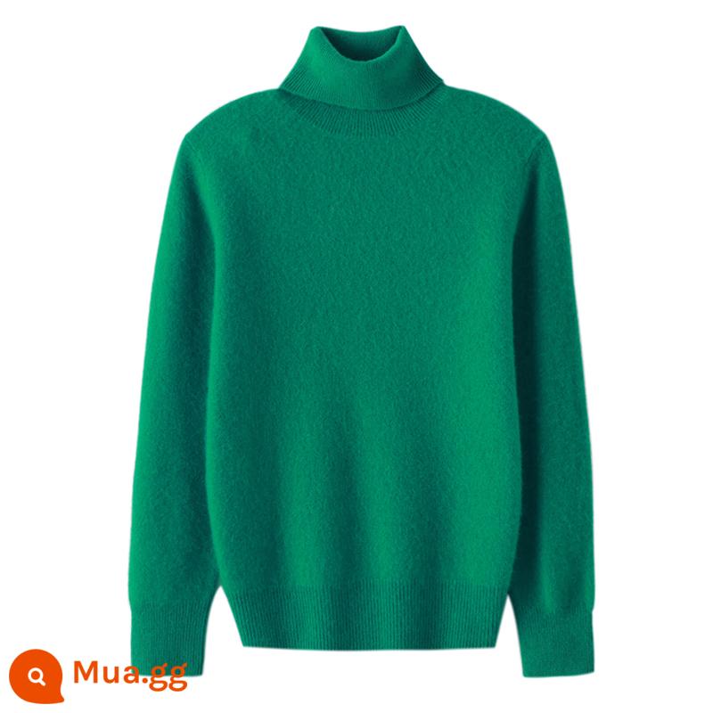 Ordos trẻ em áo len cashmere nửa cao cổ bé gái áo thun áo len bé trai đáy áo len bé cardigan dày - Sợi đơn ----- Ngọc lục bảo có ve áo cao