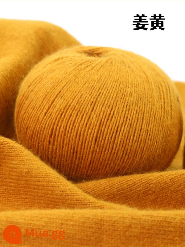 Còn hàng len cashmere chính hãng len cashmere nguyên chất 100% len dày vừa tay dệt kim nhóm áo len khăn quàng cổ tự làm - Gừng [một pound]