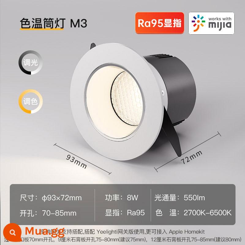 Đèn LED âm trần thông minh Yeelight nhúng phòng khách gia đình Đèn LED chống chói Đèn trần đồi Mijia - Đèn downlight thông minh M3 [8W/Ra95/chống chói sáu lần/liên kết thông minh/điều khiển bằng giọng nói/điều chỉnh độ sáng và màu sắc vô cấp]