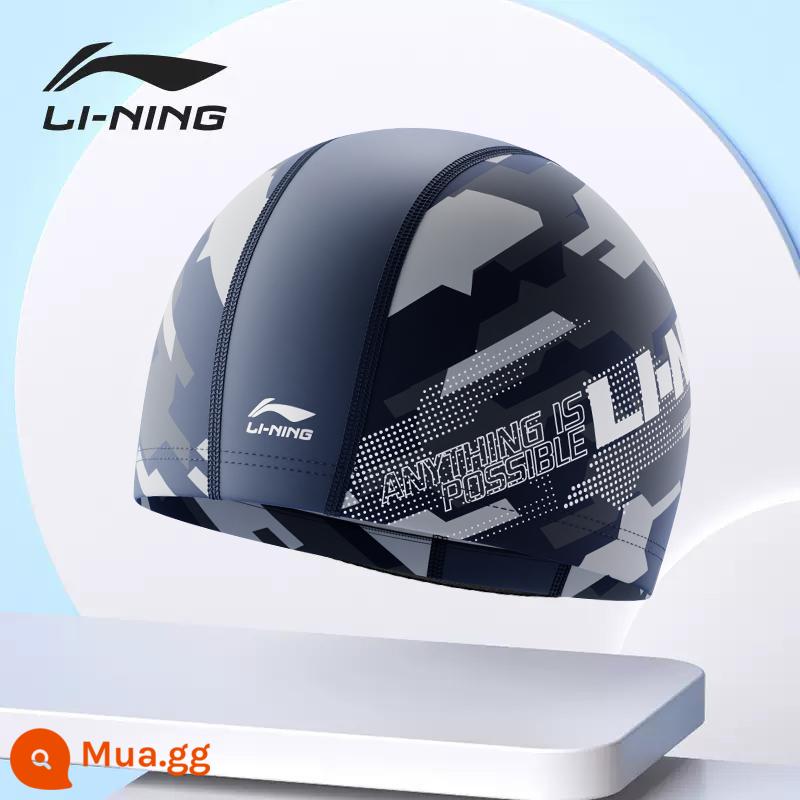 Mũ bơi Li Ning silicone kích thước lớn thoải mái không có đầu tóc dài bảo vệ tai huấn luyện nam và nữ trẻ em trưởng thành màu nguyên chất mũ bơi - Mũ bơi màu đen 605 crack cực ngầu (mũ bơi pu thoải mái)