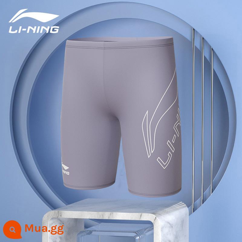 Li Ning quần bơi nam quần bơi chống xấu hổ áo tắm nam suối nước nóng góc phẳng kích thước lớn năm điểm áo tắm chuyên nghiệp mới - 819 tím trắng [năm điểm]