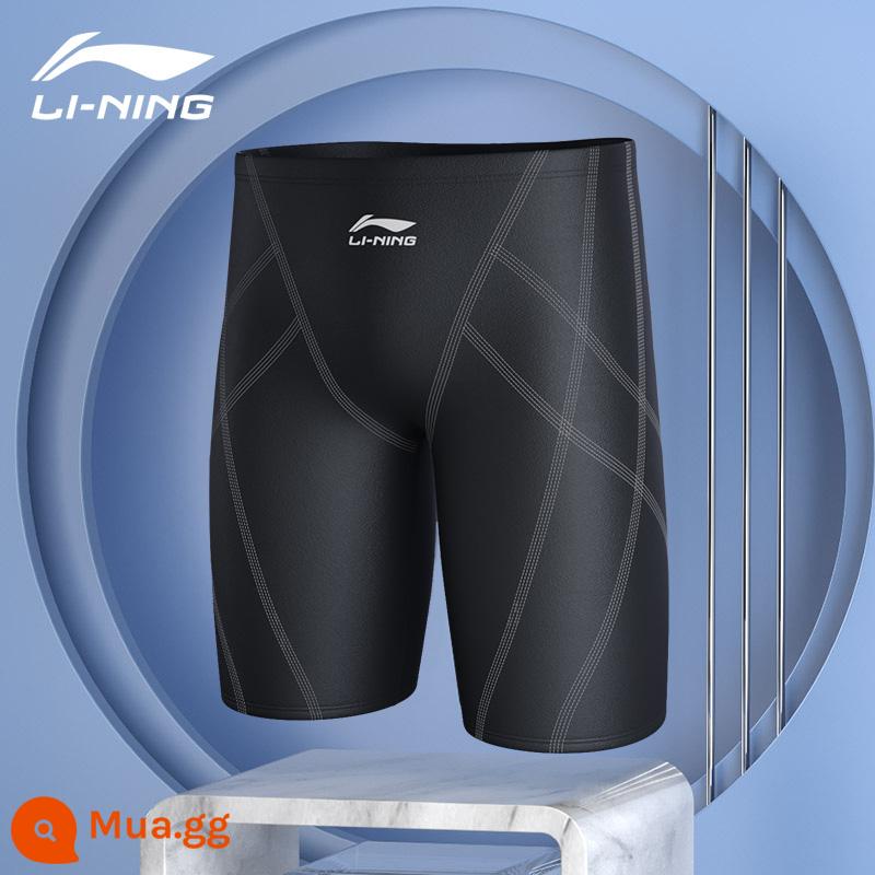 Li Ning quần bơi nam quần bơi chống xấu hổ áo tắm nam suối nước nóng góc phẳng kích thước lớn năm điểm áo tắm chuyên nghiệp mới - 169 đen [năm điểm]