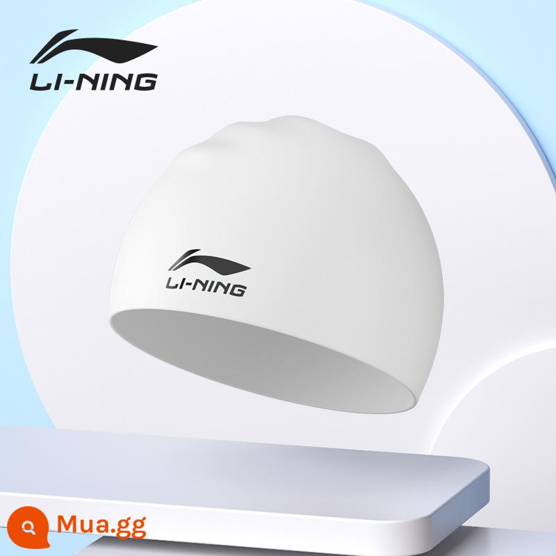 Mũ bơi Li Ning silicone kích thước lớn thoải mái không có đầu tóc dài bảo vệ tai huấn luyện nam và nữ trẻ em trưởng thành màu nguyên chất mũ bơi - Mũ bơi silicon trắng 808 (mũ bơi chống nước chuyên nghiệp)