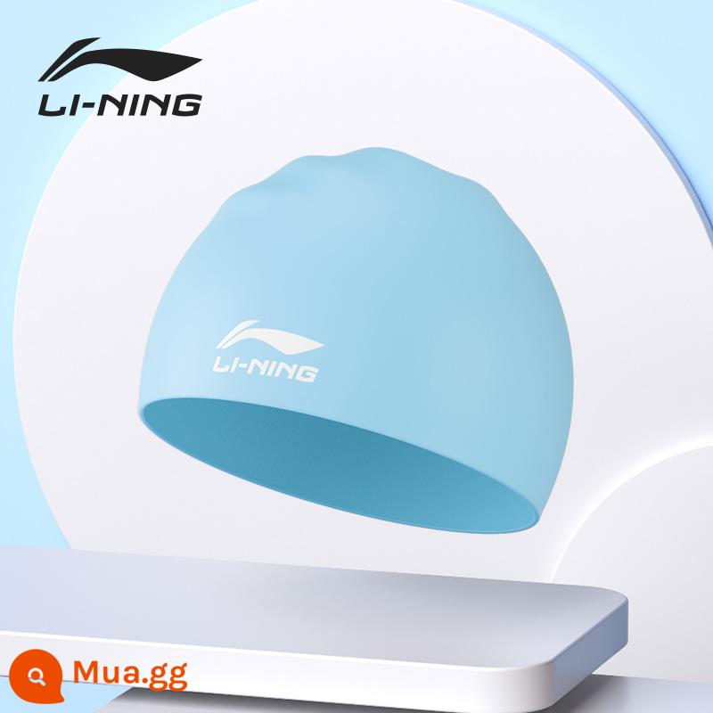 Mũ bơi Li Ning silicone kích thước lớn thoải mái không có đầu tóc dài bảo vệ tai huấn luyện nam và nữ trẻ em trưởng thành màu nguyên chất mũ bơi - Mũ bơi silicone 808 xanh nhạt (mũ bơi chống nước chuyên nghiệp)