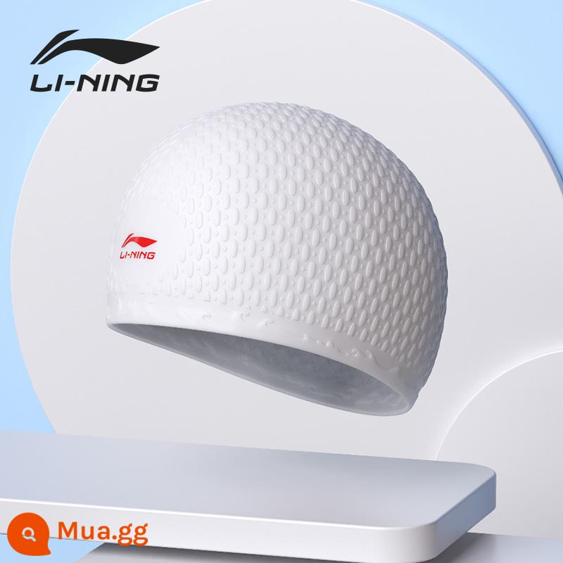 Mũ bơi Li Ning silicone kích thước lớn thoải mái không có đầu tóc dài bảo vệ tai huấn luyện nam và nữ trẻ em trưởng thành màu nguyên chất mũ bơi - Mũ bơi silicon trắng 818 (mũ bơi cỡ lớn chuyên nghiệp)