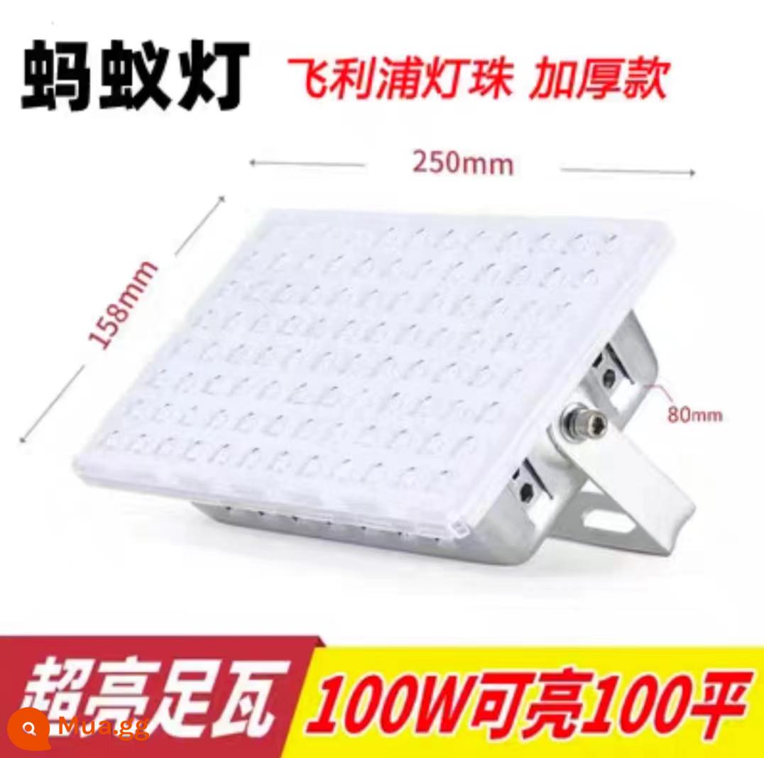 Đèn Pha LED Chiếu Sáng Ngoài Trời 200W Siêu Sáng Nhà Xưởng Xưởng Kho Chống Nước Quảng Cáo Biển Hiệu Đèn Kiến Đèn - Siêu sáng 100W-Đèn Philips-Mẫu dày ánh sáng trắng, đảm bảo không chiếu sáng