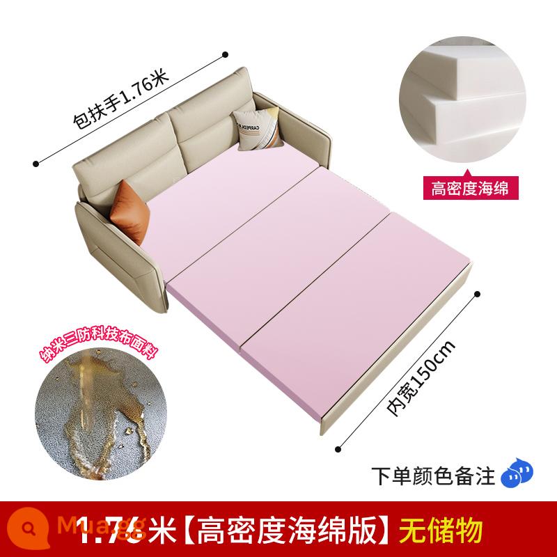 Công nghệ vải nhẹ sofa giường sang trọng đa năng có thể gập lại căn hộ nhỏ phòng khách giường đôi ngồi và nằm tại nhà kéo ra đa chức năng - Vải kỹ thuật mô hình bọt biển mật độ cao 1,76 mét (không lưu trữ)