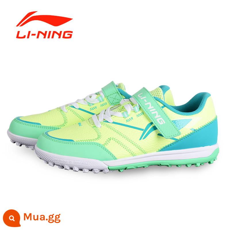 Giày bóng đá trẻ em Li Ning bé trai gãy móng chuyên nghiệp miếng dán ma thuật bé trai và bé gái học sinh tf đào tạo chuyên dụng - Vàng băng và xanh [Móng Velcro-TF-không cần buộc dây] 018-3