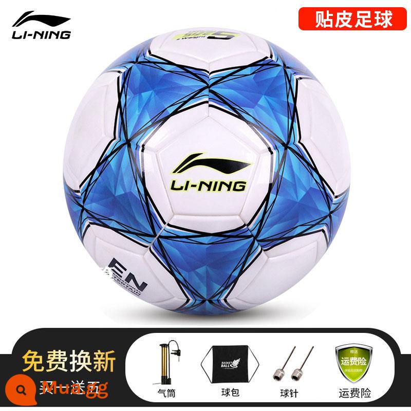 Bóng đá Li Ning số 5 Người lớn Học sinh tiểu học và trung học cơ sở Bóng đặc biệt Thanh niên thi tuyển sinh trung học Cuộc thi huấn luyện số 4 Quà tặng trẻ em Năm - [Da thời trang] Xanh và Trắng [Gói quà tặng bơm miễn phí]