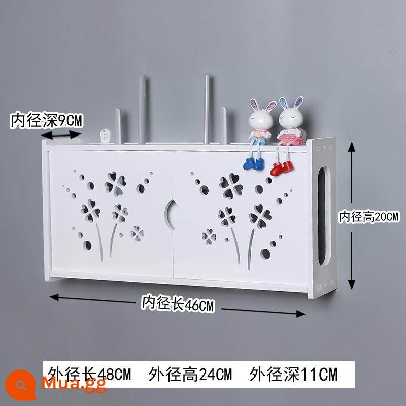 Bộ Định Tuyến Không Dây Hộp Bảo Quản Wifi Treo Tường Vỏ Trang Trí Hộp Máy-Top Hộp Giá Đỡ Đục Lỗ Đèn Mèo Máy Tính Để Bàn - Cửa Đôi Sâu - Cỏ Bốn Lá