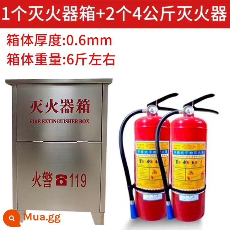 Bình chữa cháy bột khô 4kg hộp 4×2 bộ kết hợp xe gia đình với thiết bị chữa cháy cửa hàng 4kg - 2 bình chữa cháy 4kg + 1 hộp inox dày 0,6