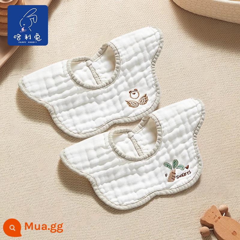 Bé nguyên chất cotton gạc thêu yếm sơ sinh thấm hút chống nôn bé nước miếng khăn yếm dành cho nam và nữ mùa xuân hè - Dừa + Thiên Thần [Serucker hạng A]