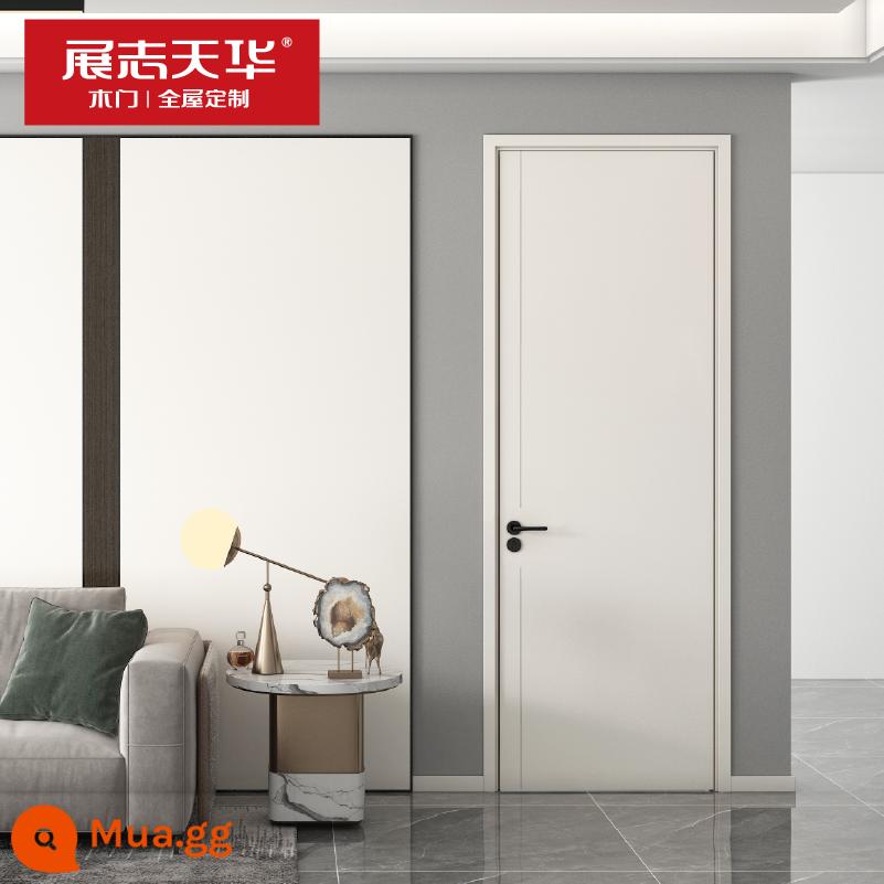 Zhanzhi Tianhua cửa gỗ nội thất cửa cửa phòng ngủ cách âm gỗ composite cửa hiện đại đơn giản không sơn DS-009P - athens trắng