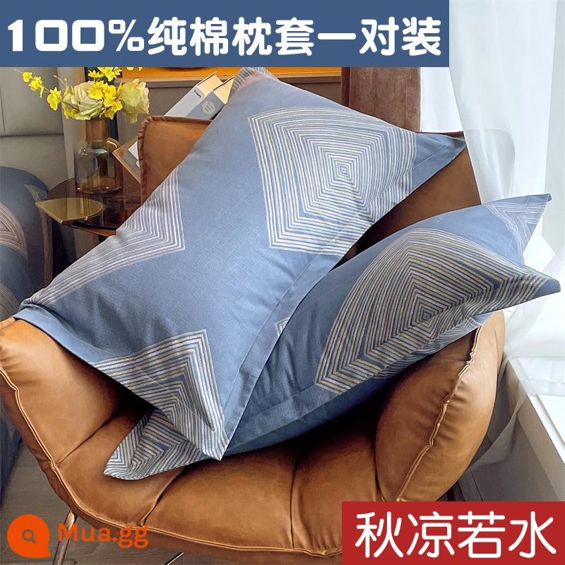 Vỏ gối cotton đơn giản một cặp 100 cotton chải dày vỏ gối đơn ký túc xá sinh viên 48cm x 74cm - Mùa thu mát như nước