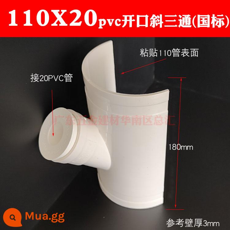 PVC mở tee sửa chữa rò rỉ 200 ống thoát nước sửa chữa rò rỉ tee 160110 75 đường kính thay đổi 50 phần huff - Tee nghiêng mở 110X20 (kẹp ống mua riêng)