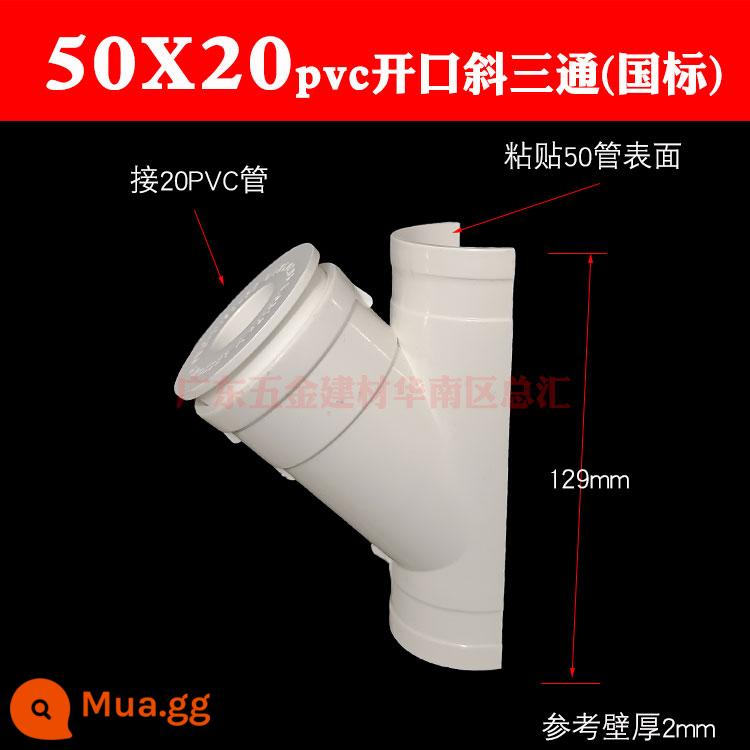 PVC mở tee sửa chữa rò rỉ 200 ống thoát nước sửa chữa rò rỉ tee 160110 75 đường kính thay đổi 50 phần huff - Tee nghiêng mở 50X20 (kẹp ống mua riêng)