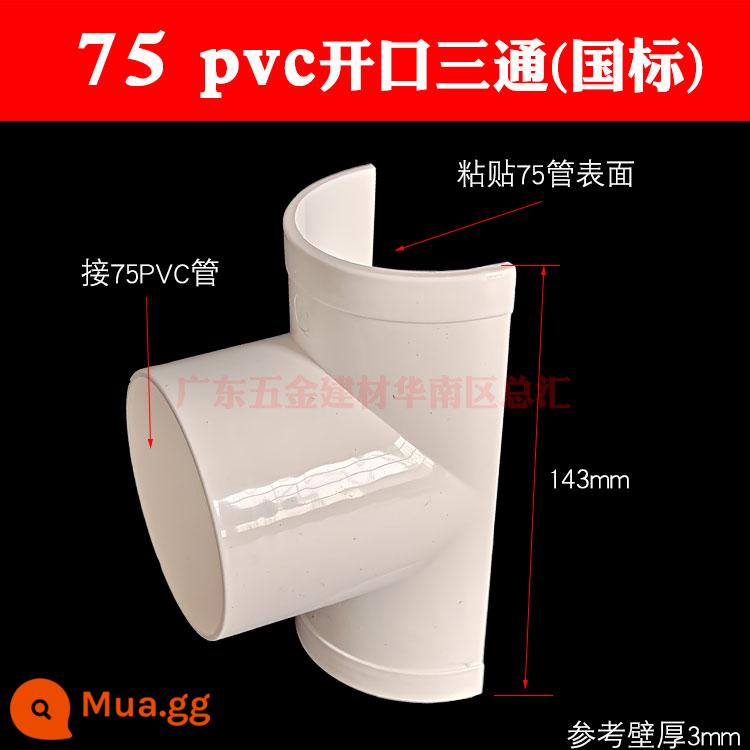 PVC mở tee sửa chữa rò rỉ 200 ống thoát nước sửa chữa rò rỉ tee 160110 75 đường kính thay đổi 50 phần huff - Tee mở 75X75 (kẹp ống mua riêng)