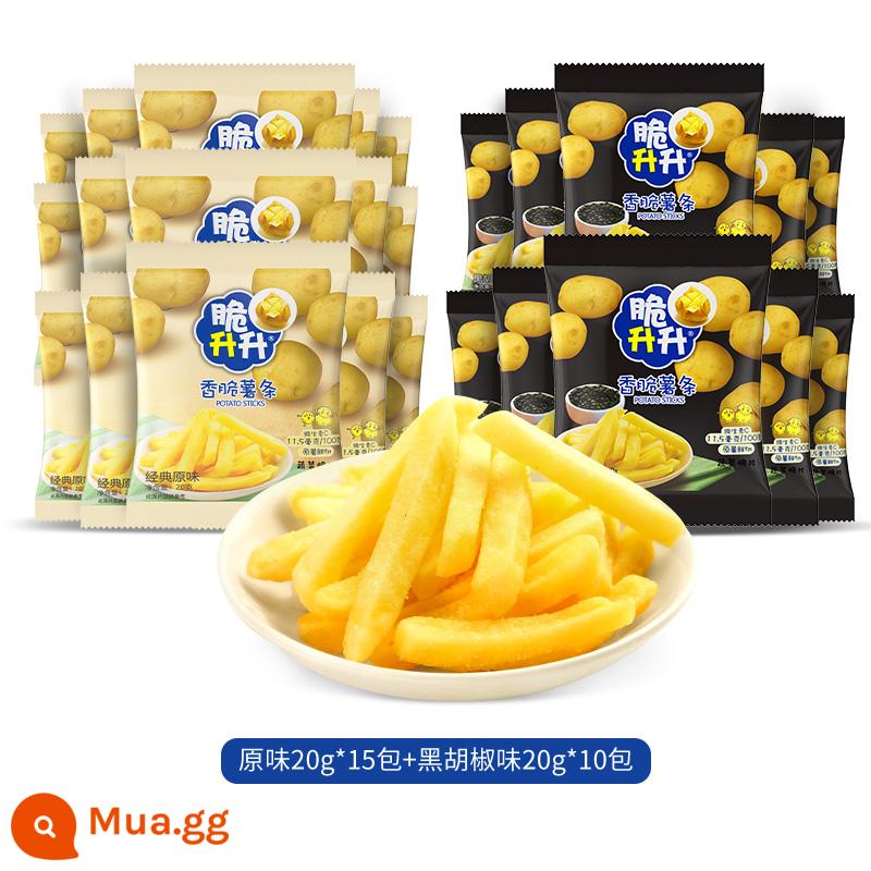 Khoai tây chiên giòn kiểu Pháp 20g*25 túi khoai tây tươi cắt lát kem mật ong ăn vặt giải trí giòn - Hương vị truyền thống 15 gói Hương tiêu đen 10 gói