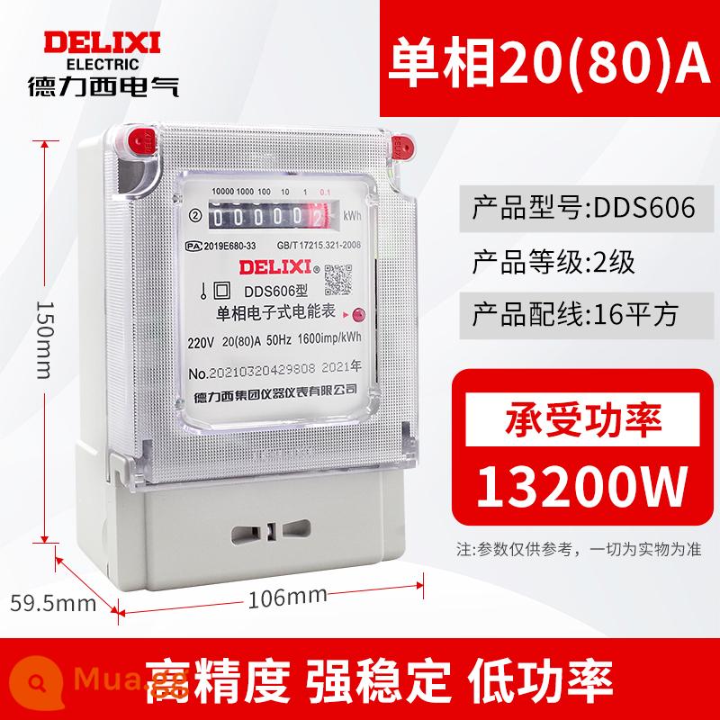 Đồng hồ điện một pha Delixi cho thuê nhà cho thuê nhà ba pha bốn dây 220v đồng hồ đo năng lượng điện điện tử thông minh độ chính xác cao - Công tơ điện một pha gia đình 20 (80) A công suất tối đa 17600 watt