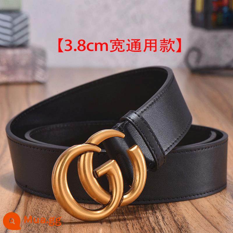 2022 Net Red Belt Xu hướng da nữ tính cá tính thời trang CD quần denim đa năng Vành đai - Mẫu phổ thông vàng đen rộng 3,8cm