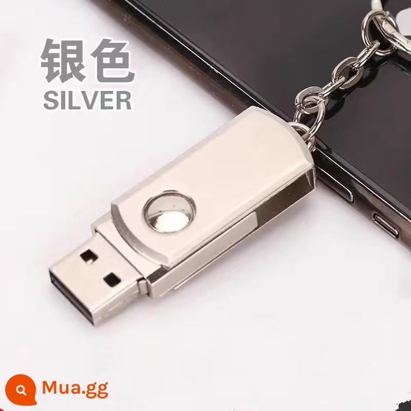 [Dung lượng lớn] Ổ đĩa flash U 128G đa năng cho điện thoại di động và máy tính, ổ đĩa flash USB tốc độ cao 64G phổ biến cho âm thanh và video trên xe hơi - [Phong cách xoay] Bạc