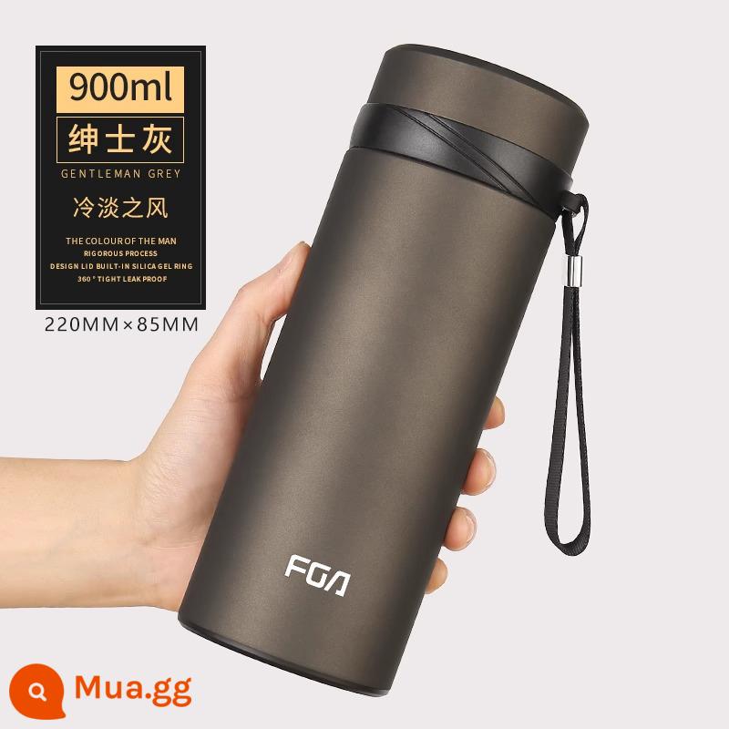 Cốc cách nhiệt Fuguang nam dung tích lớn 1000ml cốc nước inox cao cấp di động pha trà trên ô tô tách trà cốc - 900ml màu xám mờ [in không khắc]