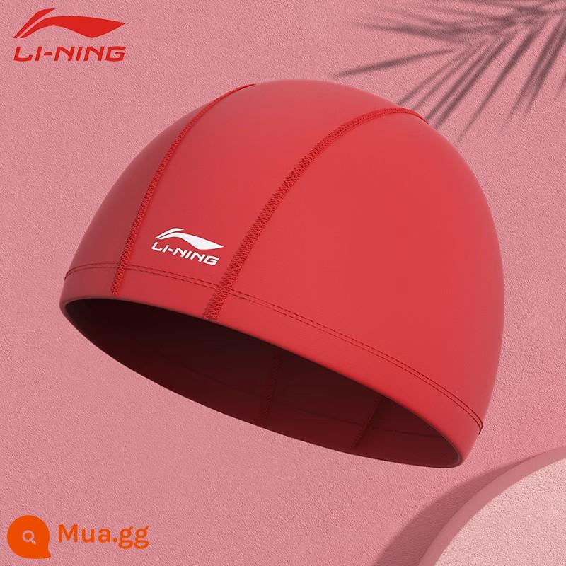 Li Ning vải mũ bơi Plus kích thước lớn chu vi vòng đầu không Lê đầu tóc dài nam nữ người lớn trẻ em mũ chống thấm nước - Mũ vải đỏ 151 [mũ vải thoải mái]